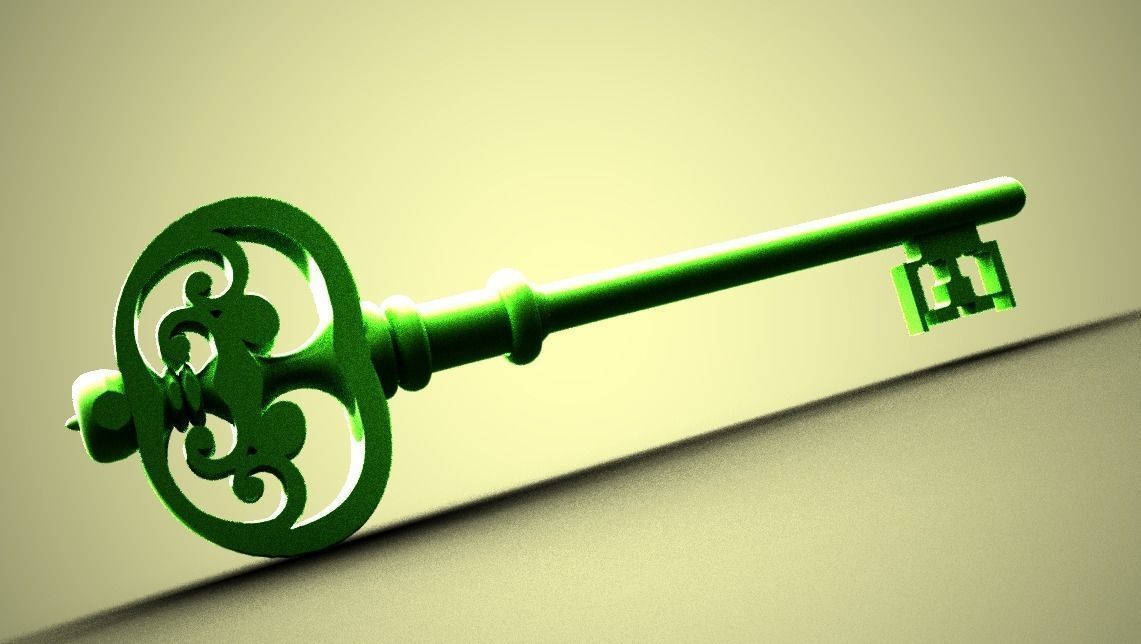 Old Key Low-poly 3D model_6