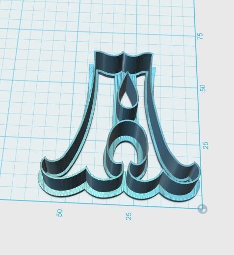 Vintage letter A cookie cutter 3D print model_1