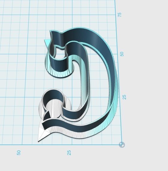 Vintage letter C cookie cutter 3D print model_1