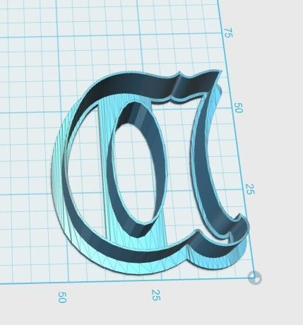 Vintage letter D cookie cutter 3D print model_1