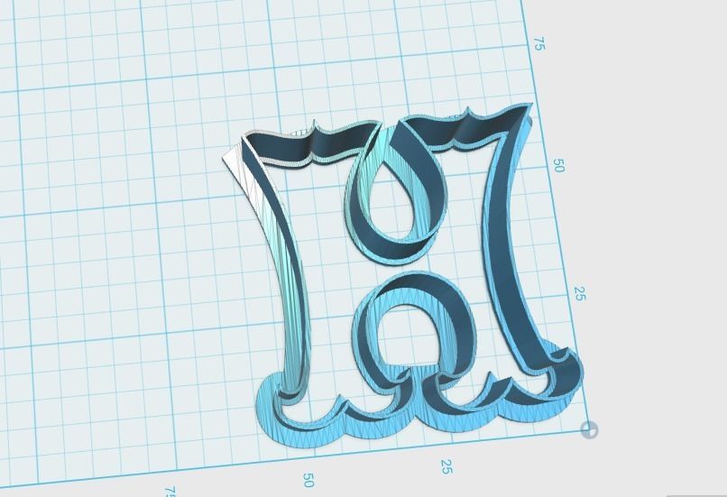Vintage letter H cookie cutter 3D print model_1