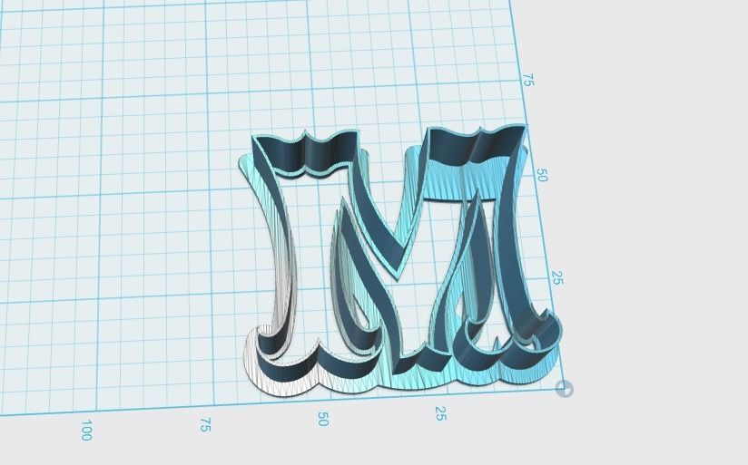 Vintage letter M cookie cutter 3D print model_1