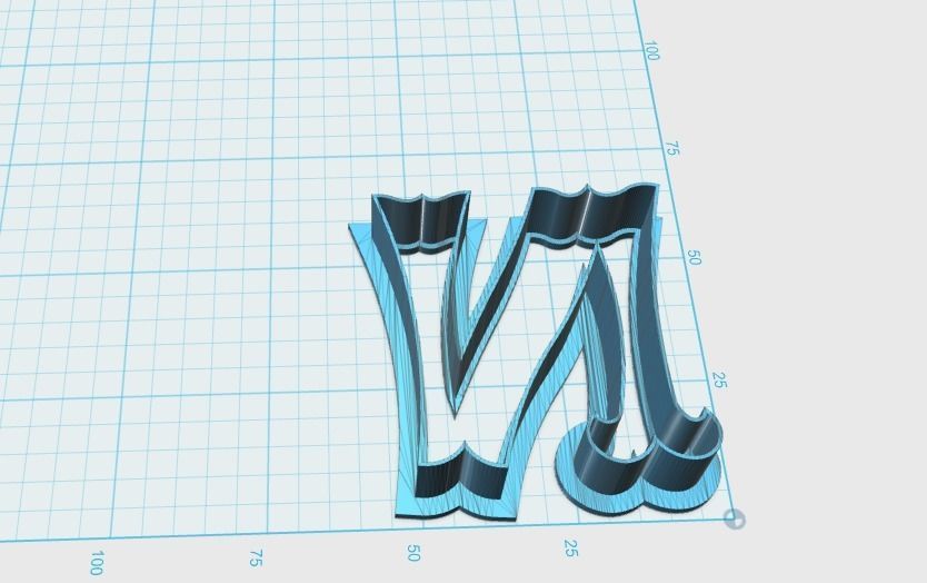Vintage letter N cookie cutter 3D print model_1