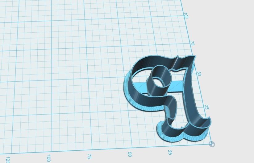 Vintage letter P cookie cutter 3D print model_1
