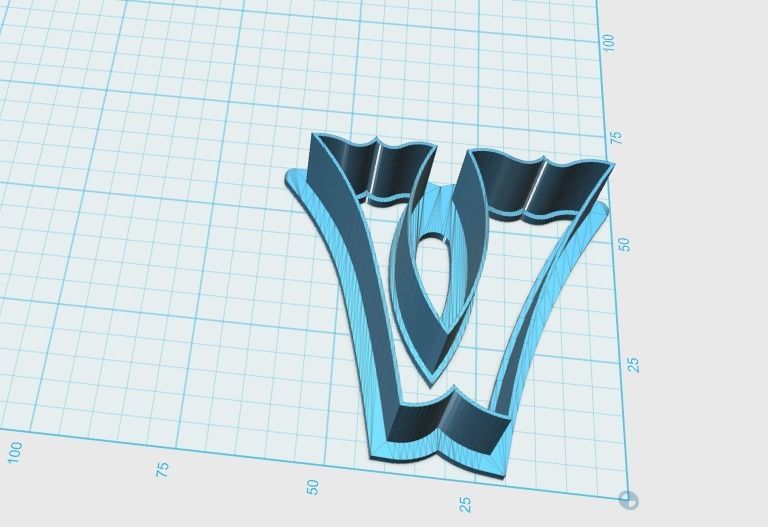 Vintage letter V cookie cutter 3D print model_1