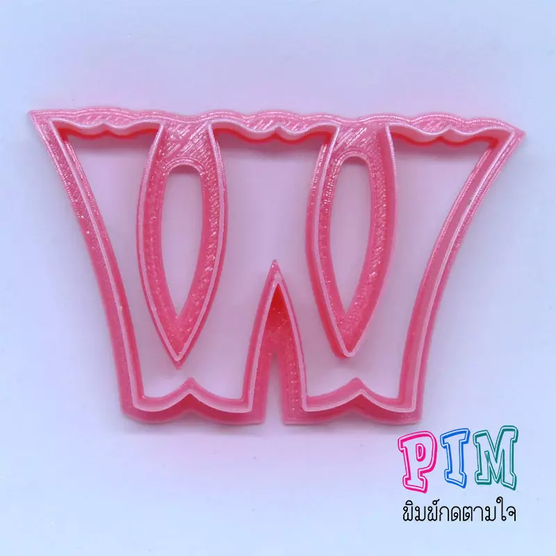 Vintage letter W cookie cutter 3D print model_0