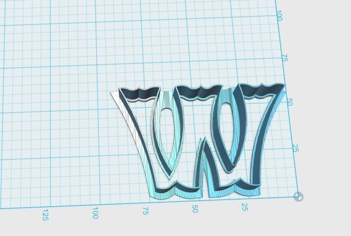 Vintage letter W cookie cutter 3D print model_1