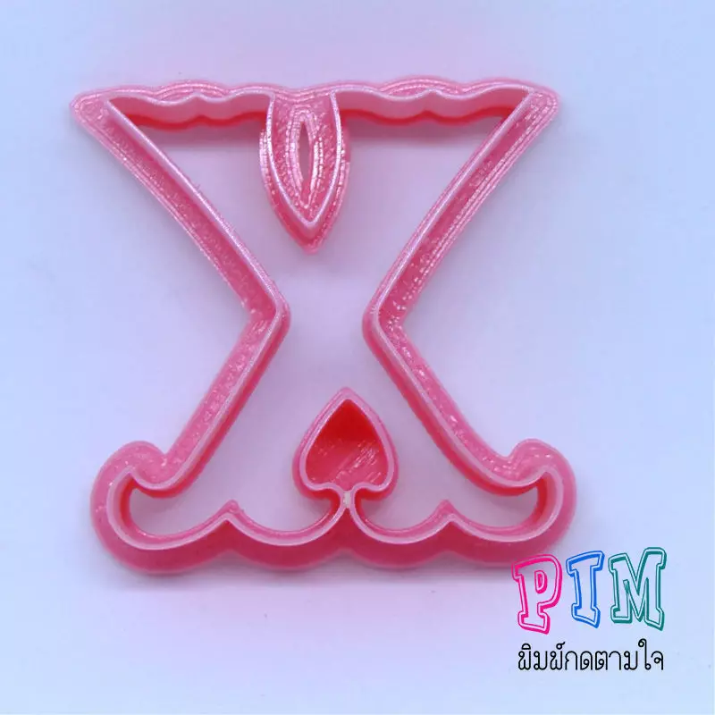 Vintage letter X cookie cutter 3D print model_0