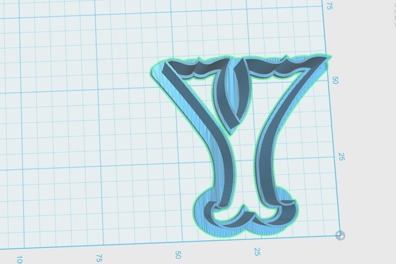 Vintage letter Y cookie cutter 3D print model_1