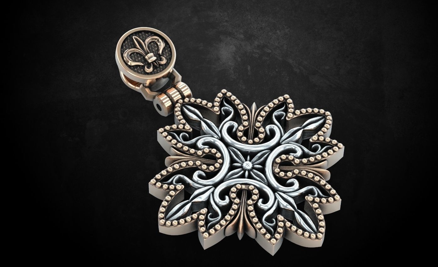 Stylish pendant with patterns in two colors 253 3D print model_7