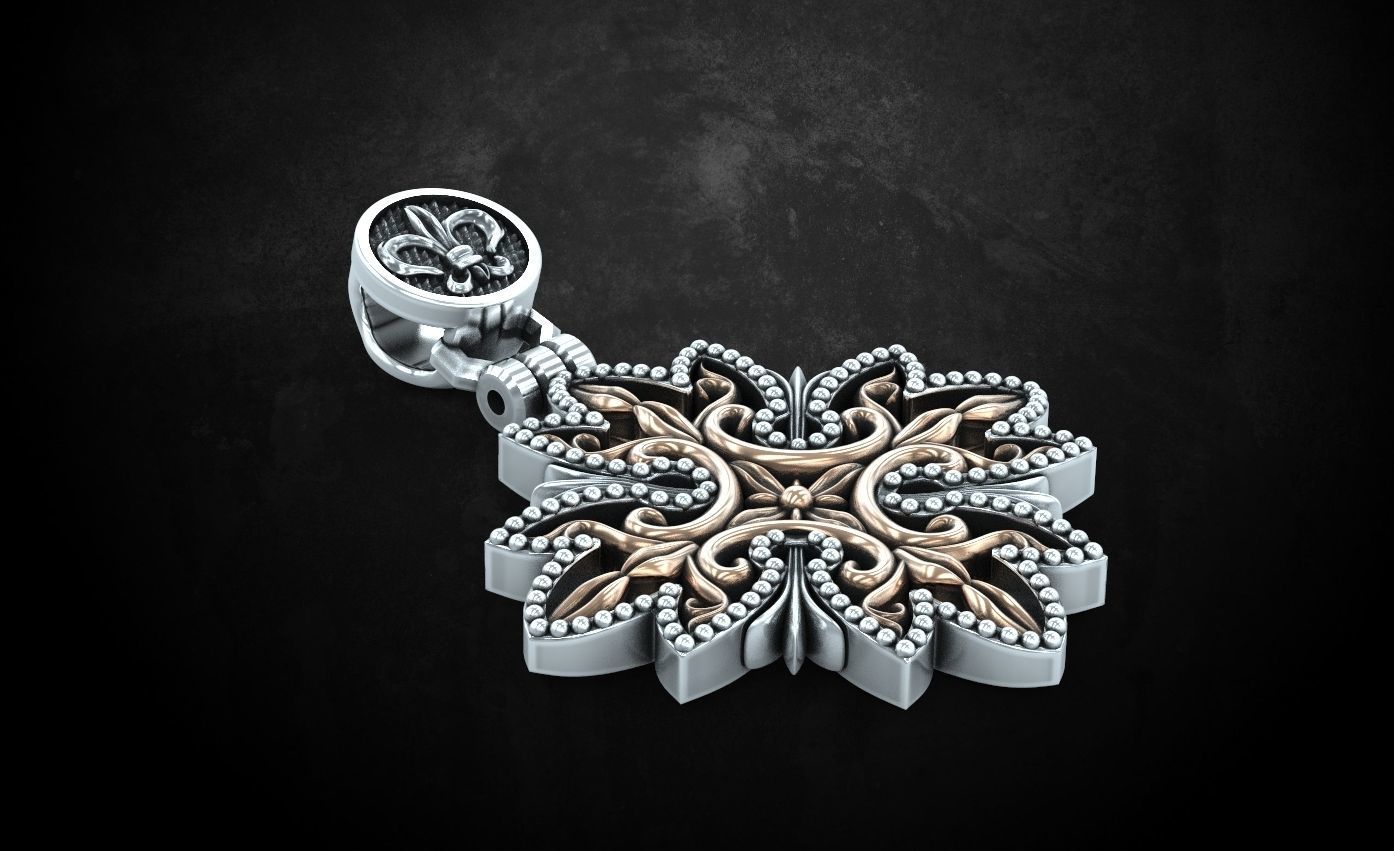 Stylish pendant with patterns in two colors 253 3D print model_6