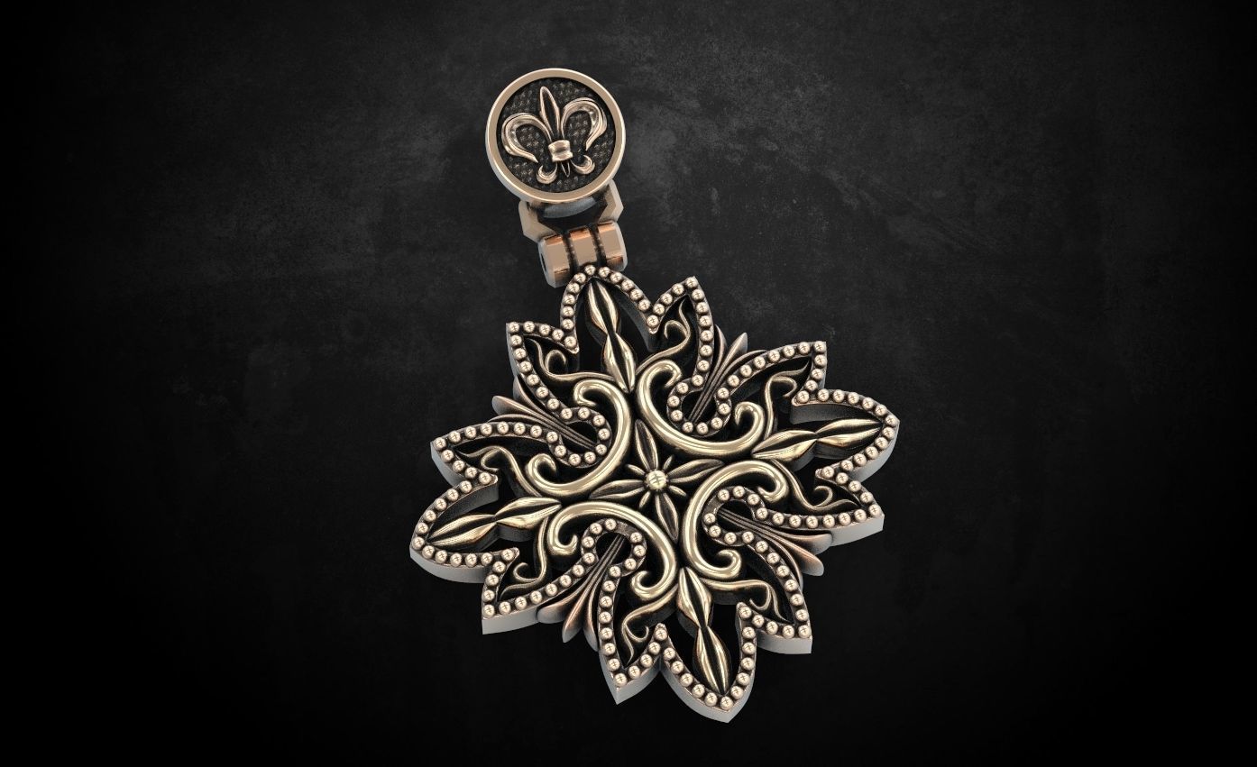 Stylish pendant with patterns in two colors 253 3D print model_3