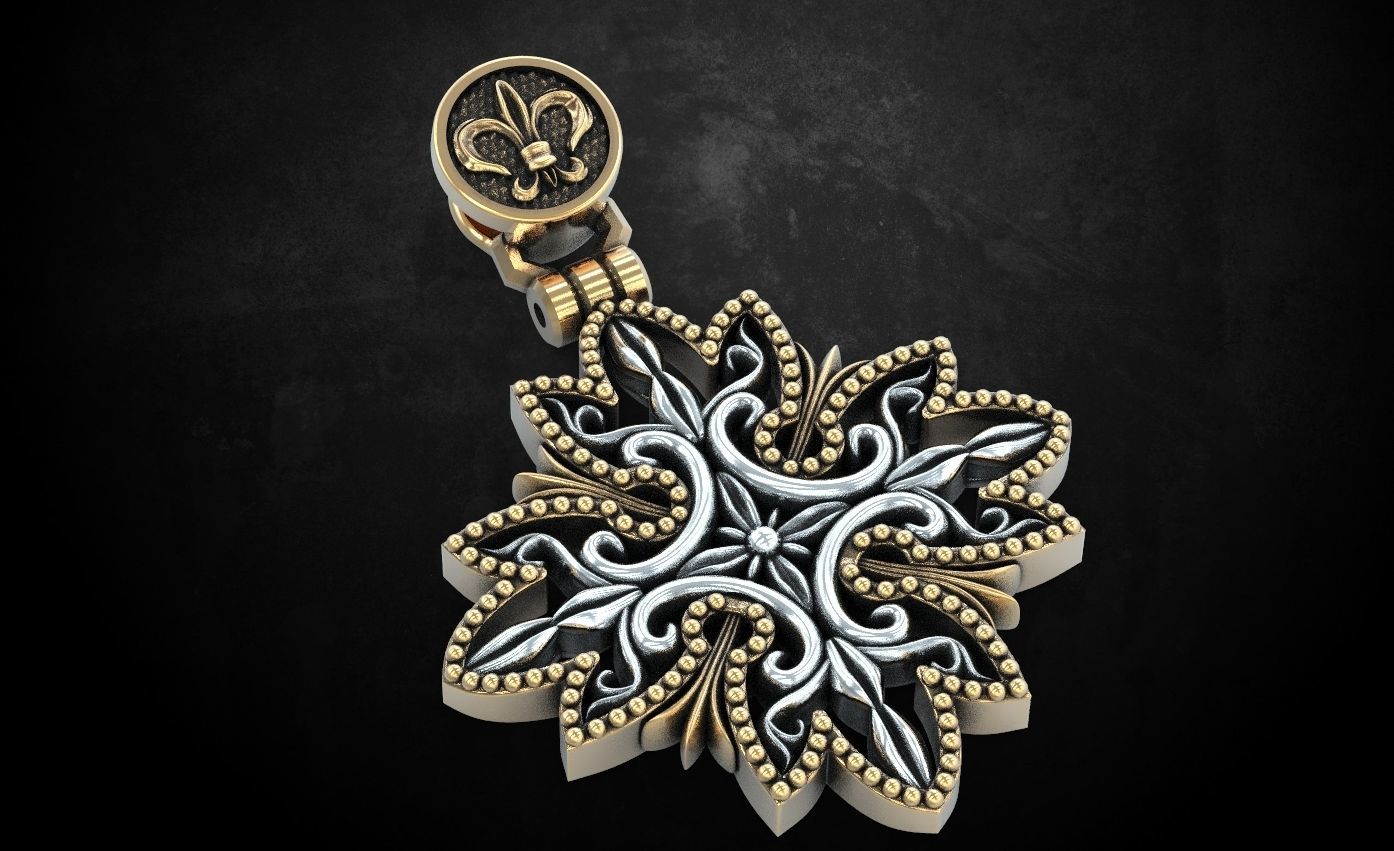 Stylish pendant with patterns in two colors 253 3D print model_1