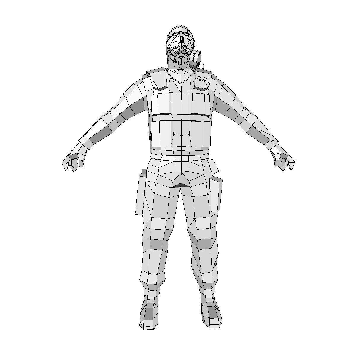 R3 Gas mask Army Soldier Low-poly 3D model_6