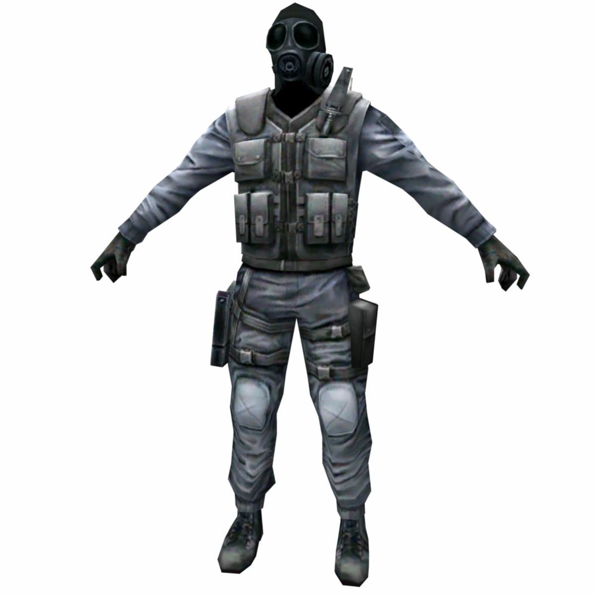 R3 Gas mask Army Soldier Low-poly 3D model_1