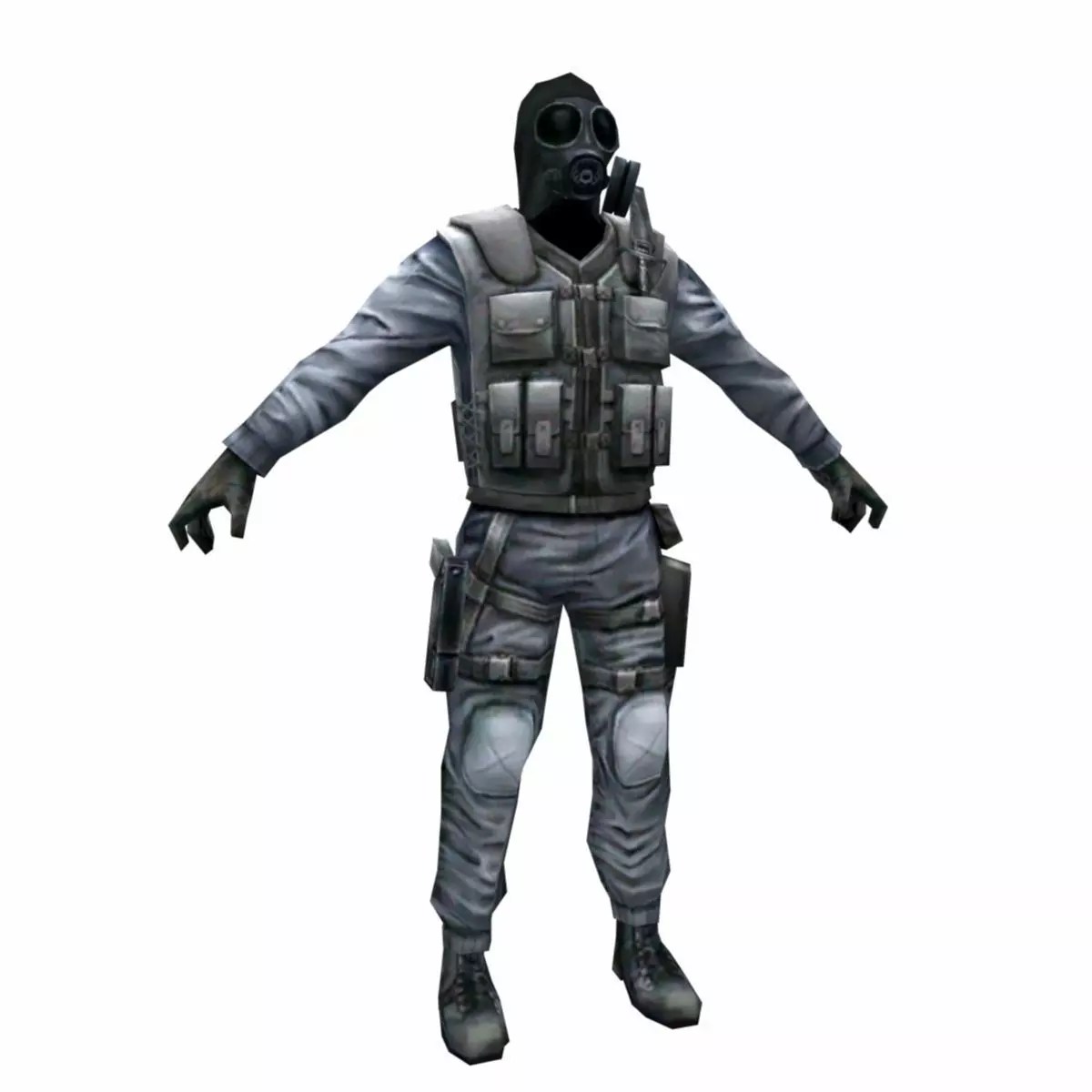 R3 Gas mask Army Soldier Low-poly 3D model_0