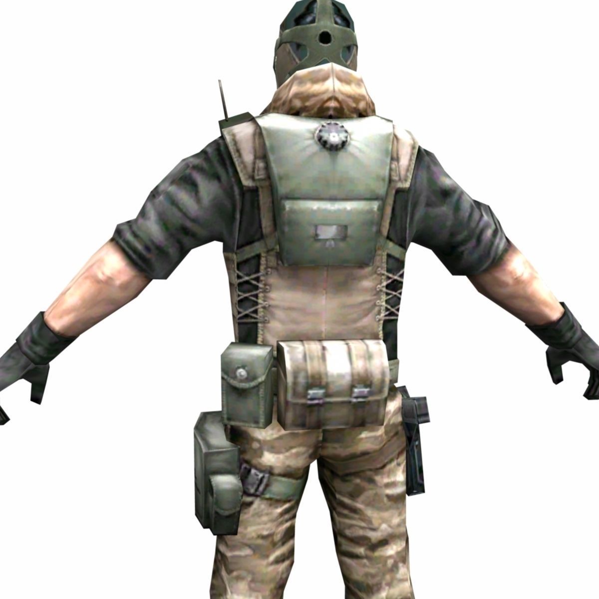 R4 Gas mask Army Soldier Low-poly 3D model_5