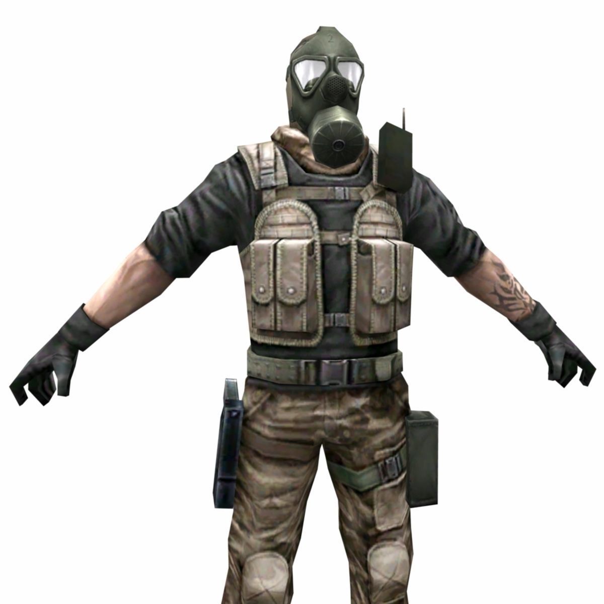 R4 Gas mask Army Soldier Low-poly 3D model_3
