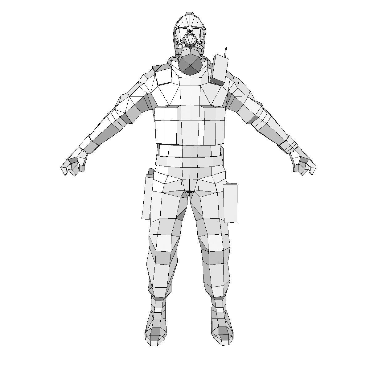 R4 Gas mask Army Soldier Low-poly 3D model_7