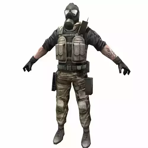 R4 Gas mask Army Soldier Low-poly 3D model
