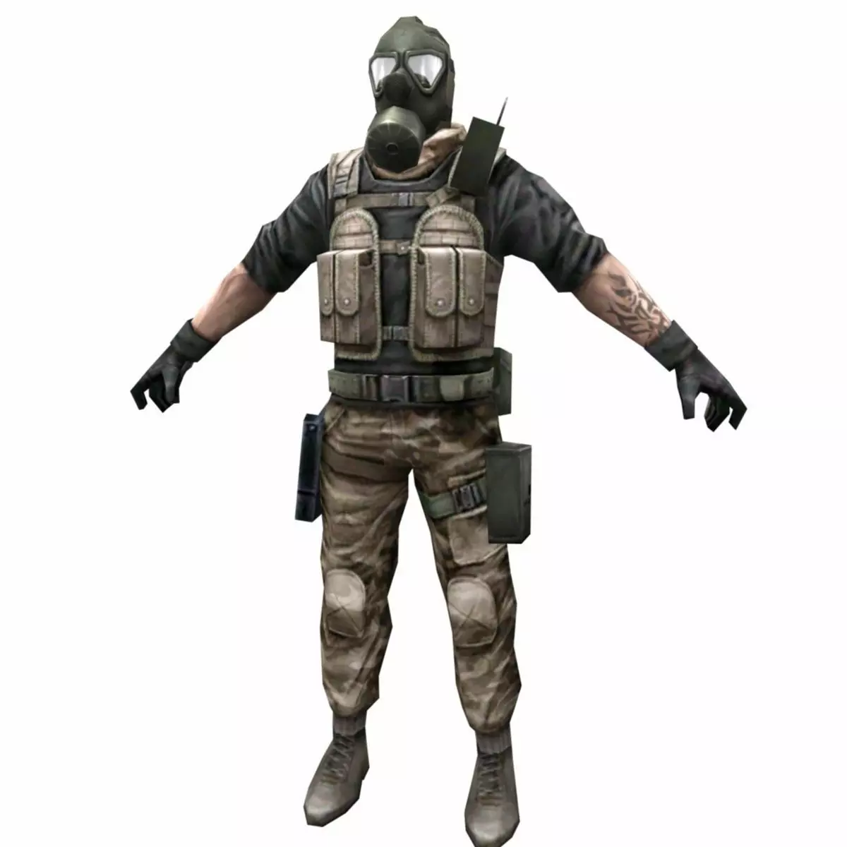 R4 Gas mask Army Soldier Low-poly 3D model_0