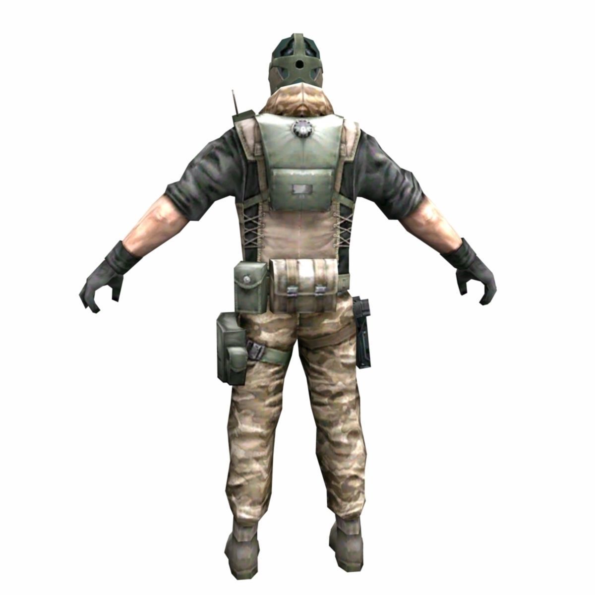 R4 Gas mask Army Soldier Low-poly 3D model_6