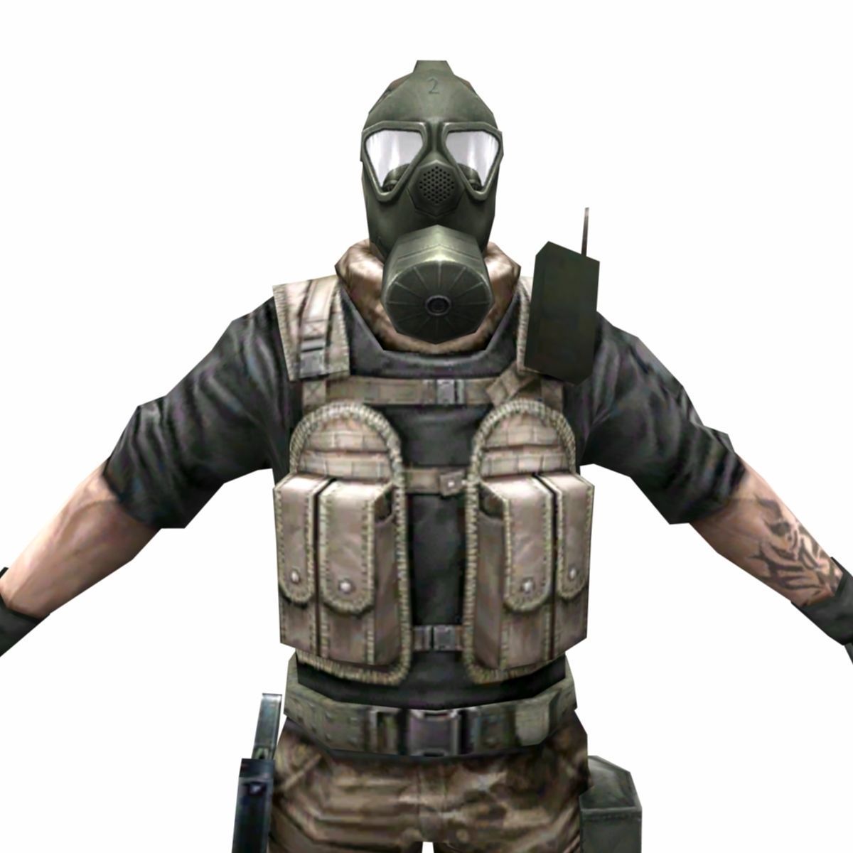 R4 Gas mask Army Soldier Low-poly 3D model_4