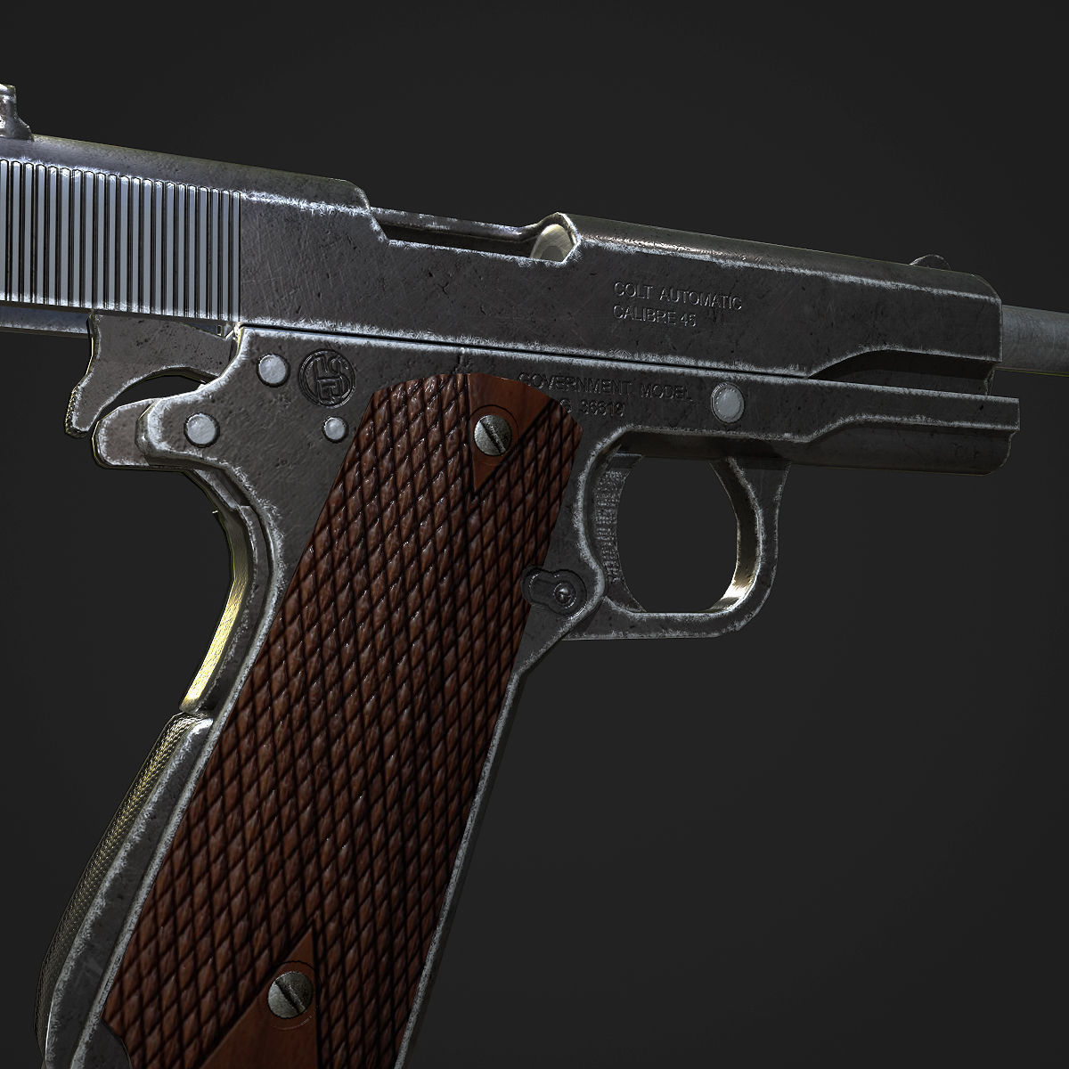 Colt M1911A1 Pistol  Low-poly 3D model_40