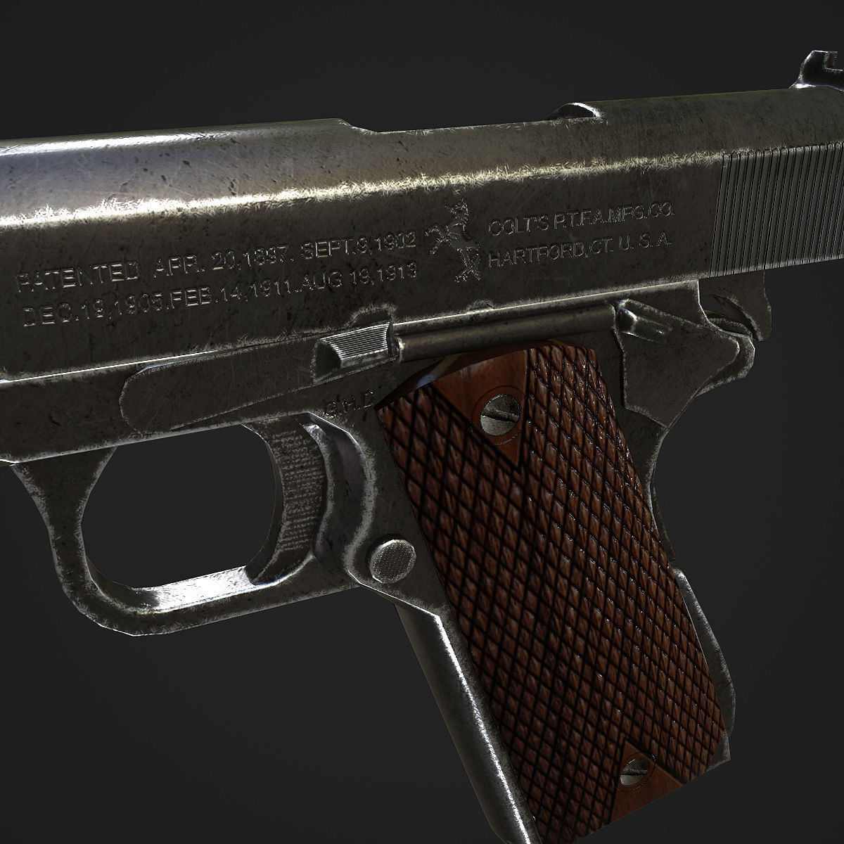 Colt M1911A1 Pistol  Low-poly 3D model_47