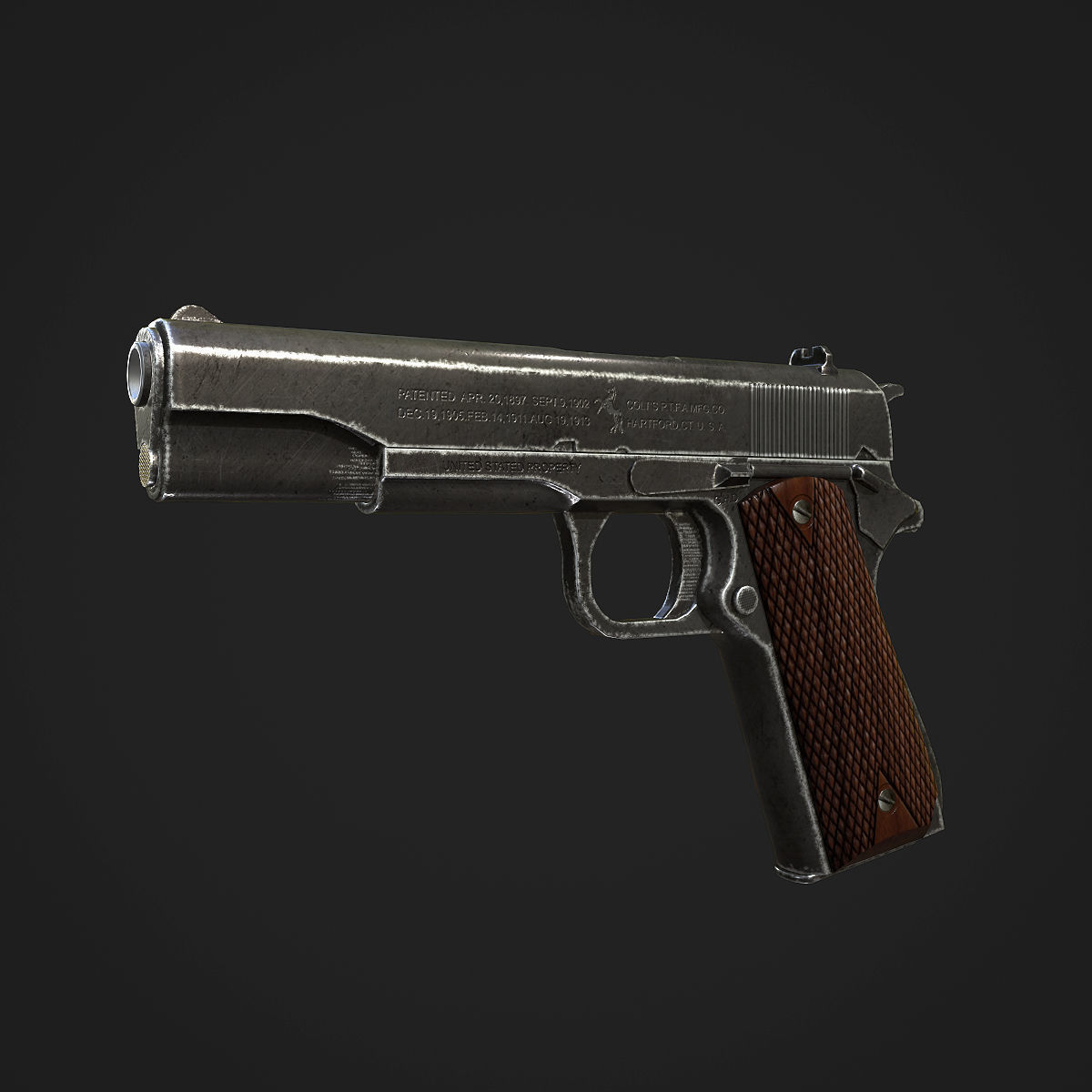 Colt M1911A1 Pistol  Low-poly 3D model_14