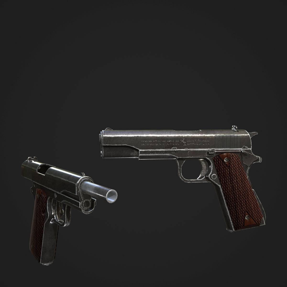 Colt M1911A1 Pistol  Low-poly 3D model_65