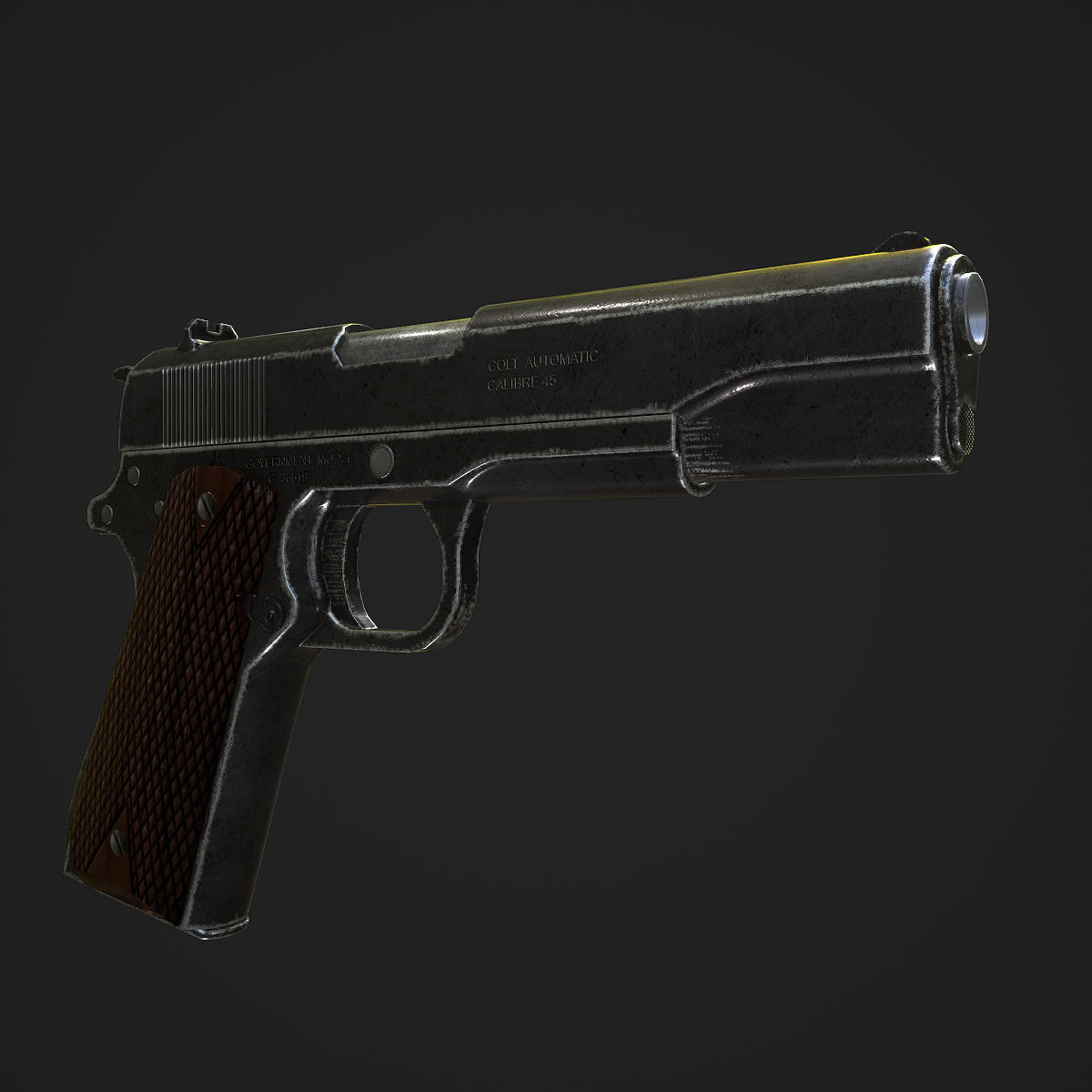 Colt M1911A1 Pistol  Low-poly 3D model_8