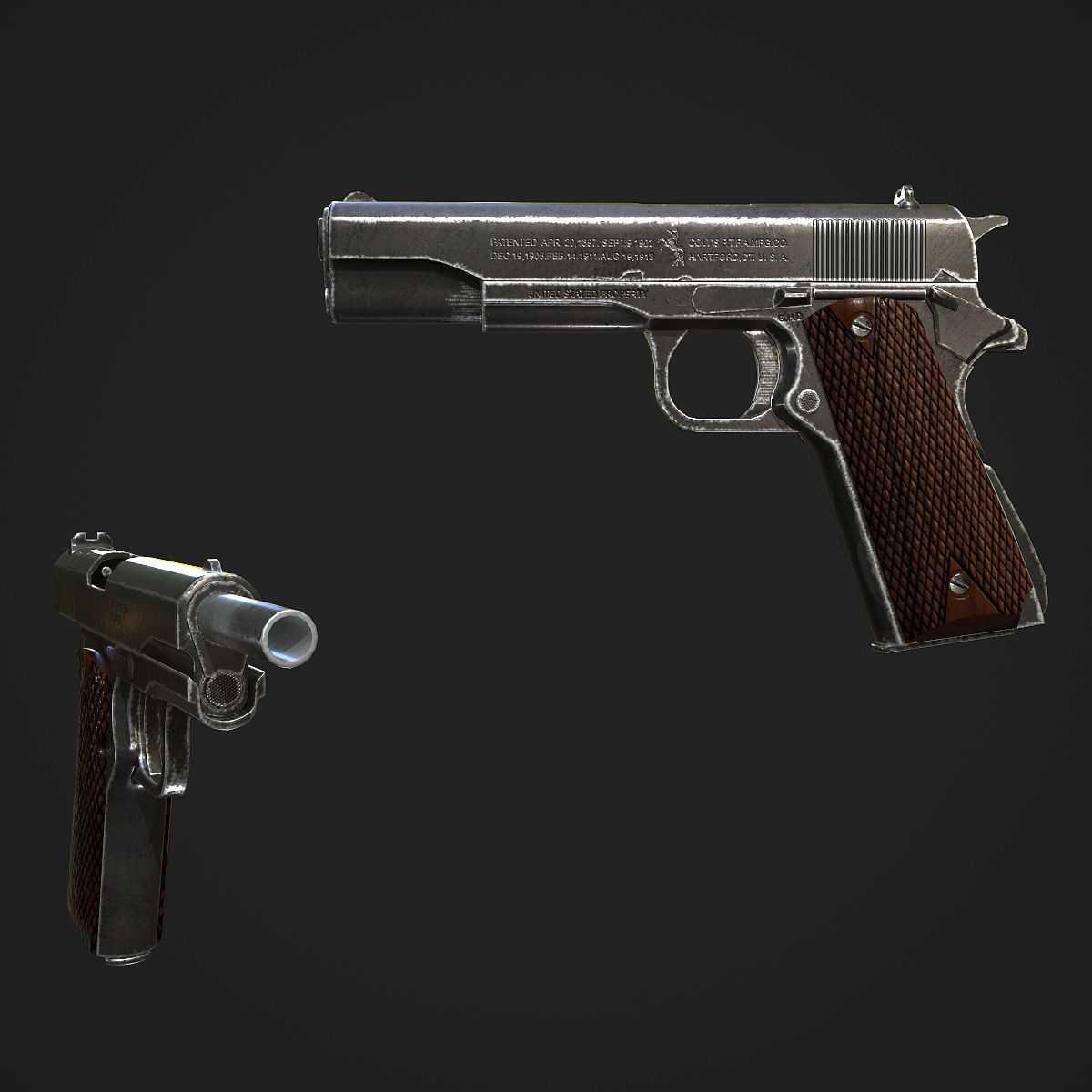 Colt M1911A1 Pistol  Low-poly 3D model_66