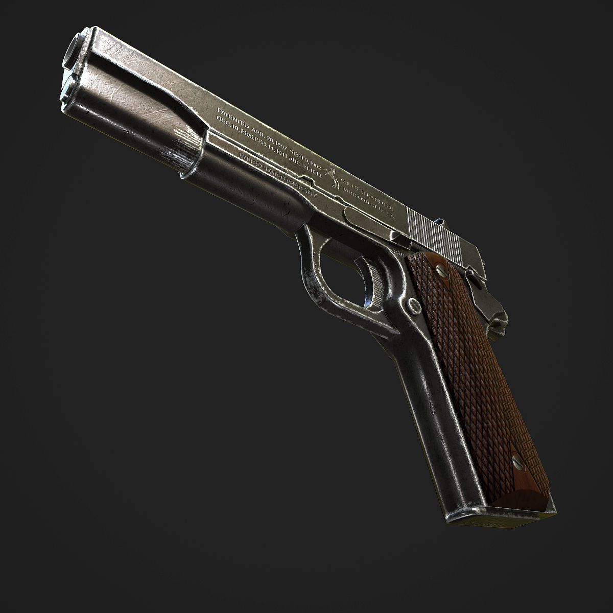 Colt M1911A1 Pistol  Low-poly 3D model_22