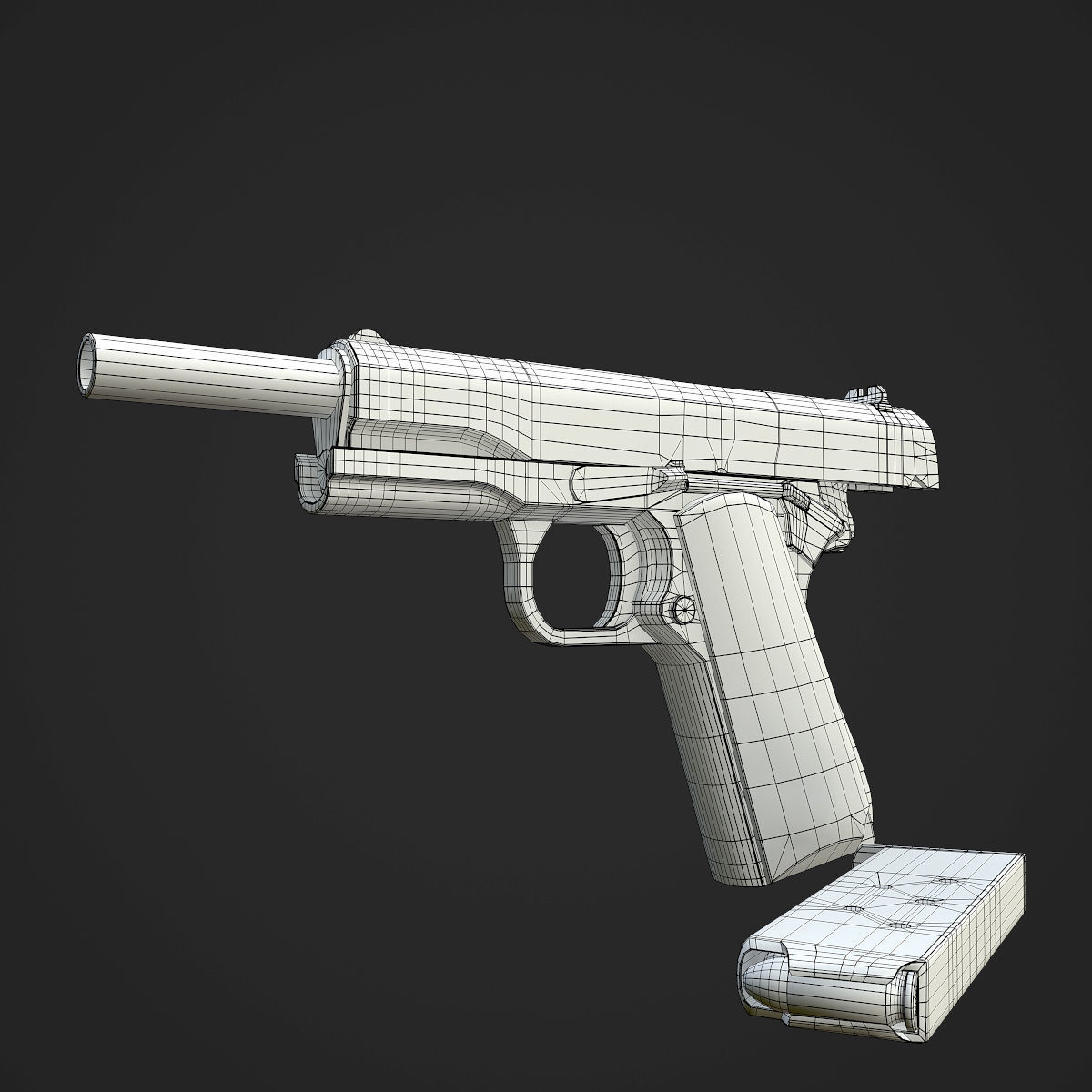 Colt M1911A1 Pistol  Low-poly 3D model_104