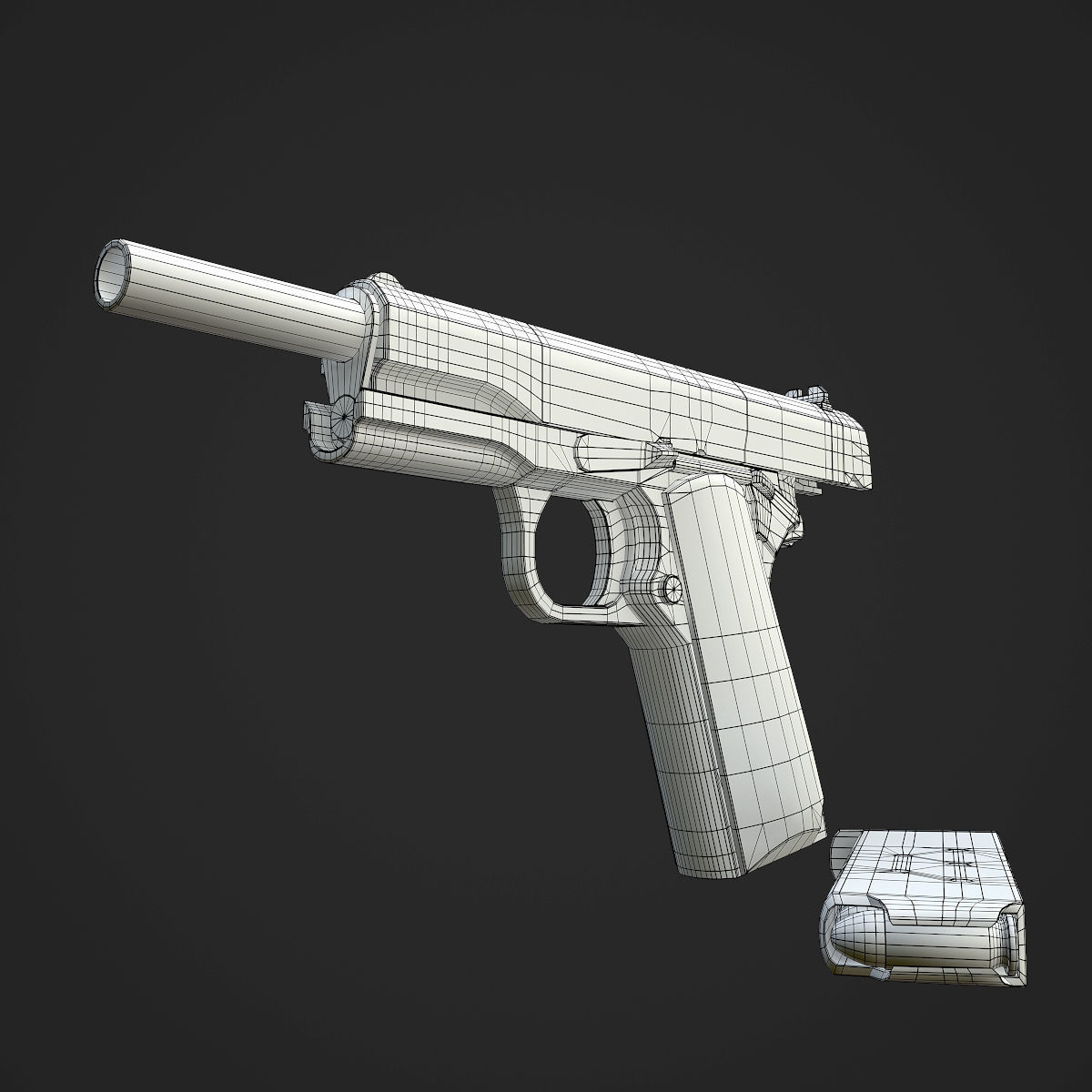 Colt M1911A1 Pistol  Low-poly 3D model_113