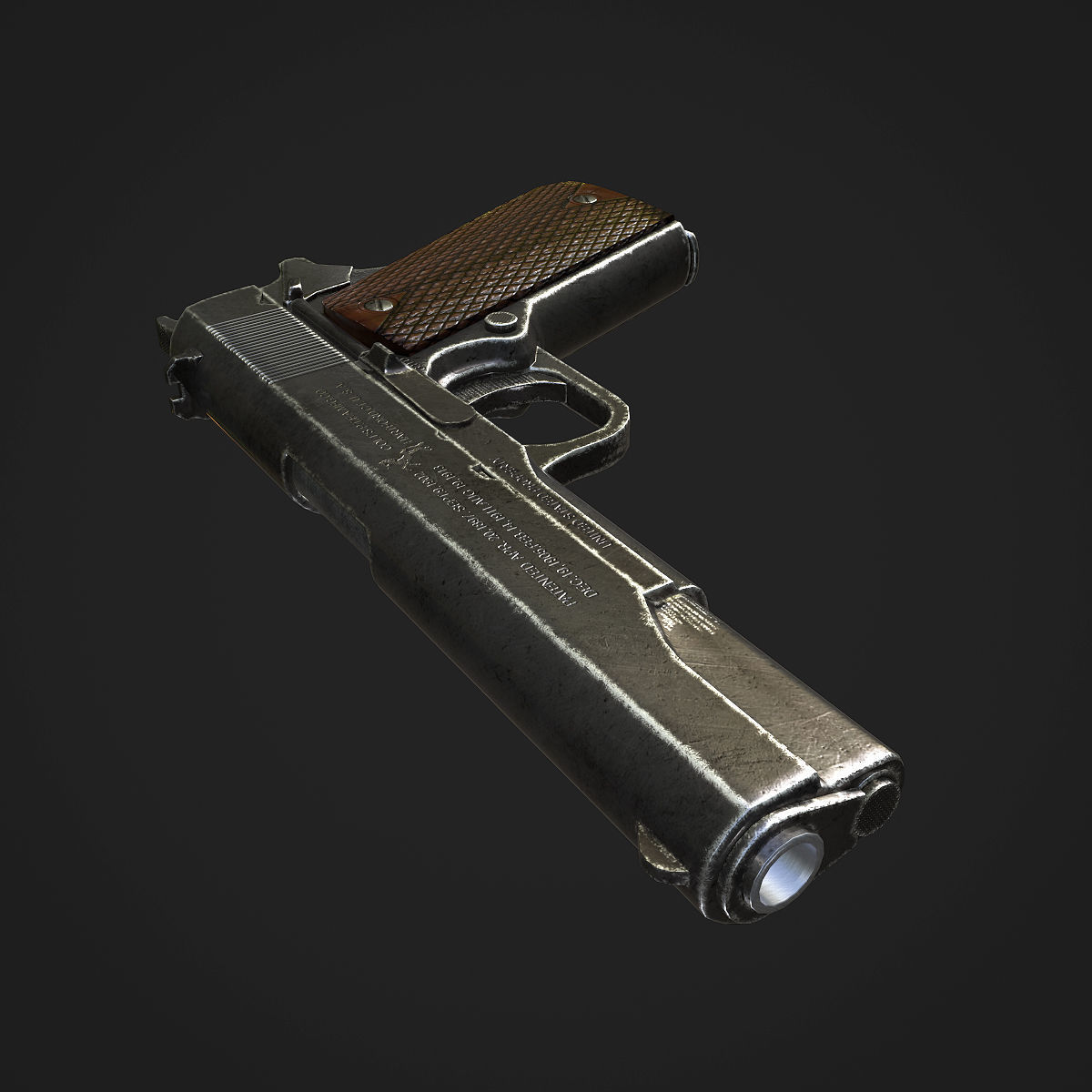 Colt M1911A1 Pistol  Low-poly 3D model_28