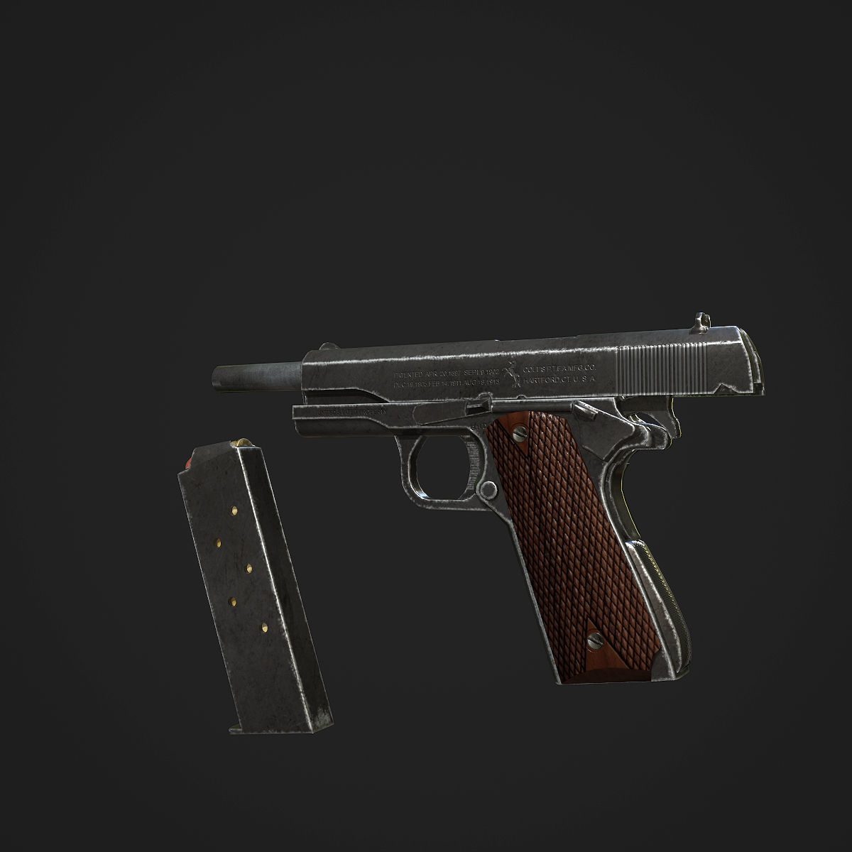 Colt M1911A1 Pistol  Low-poly 3D model_52