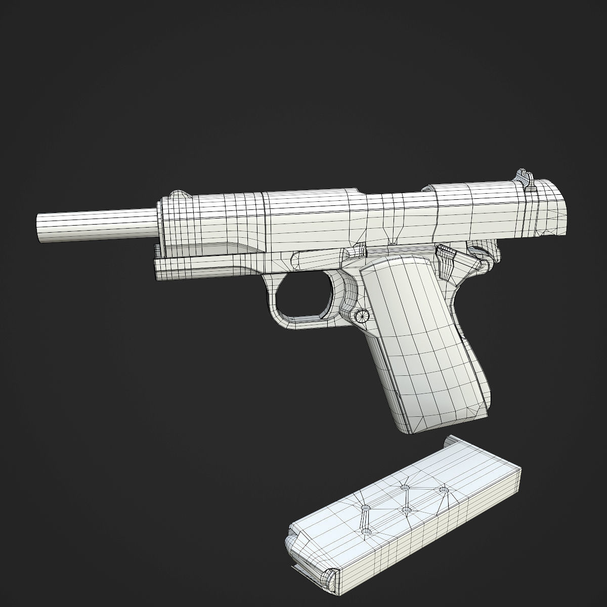Colt M1911A1 Pistol  Low-poly 3D model_105