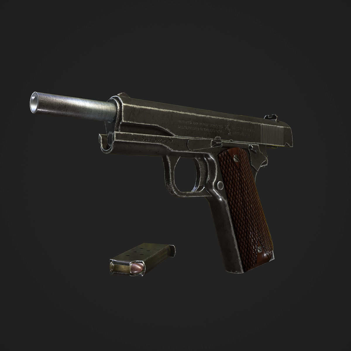 Colt M1911A1 Pistol  Low-poly 3D model_34
