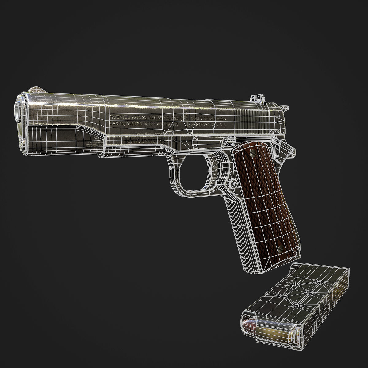 Colt M1911A1 Pistol  Low-poly 3D model_76
