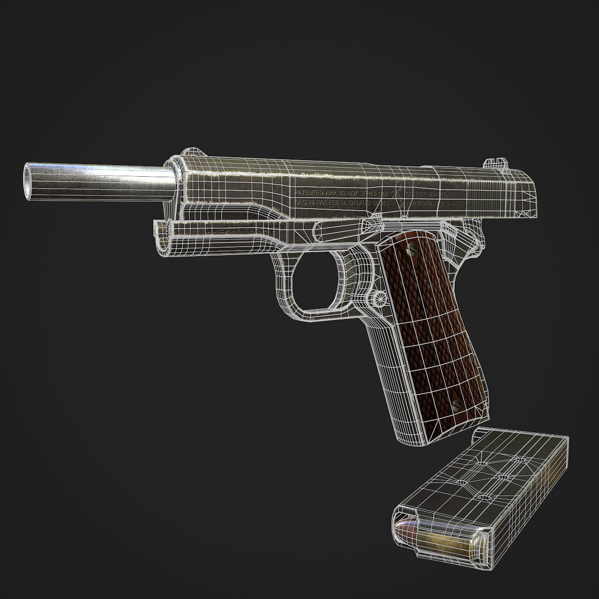 Colt M1911A1 Pistol  Low-poly 3D model_77