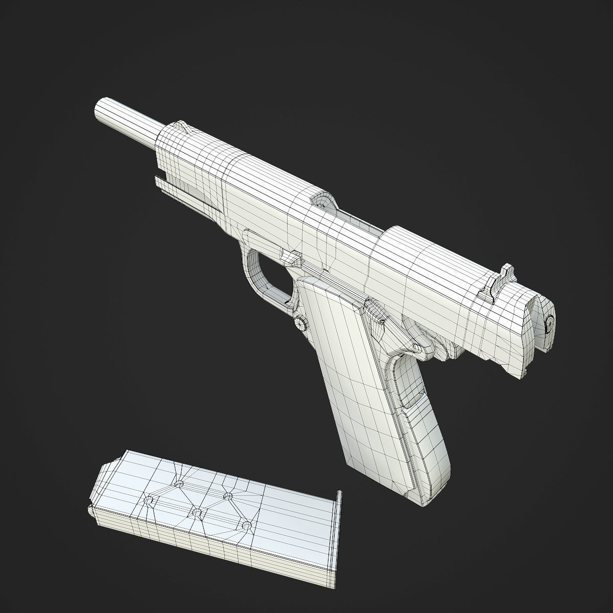 Colt M1911A1 Pistol  Low-poly 3D model_111