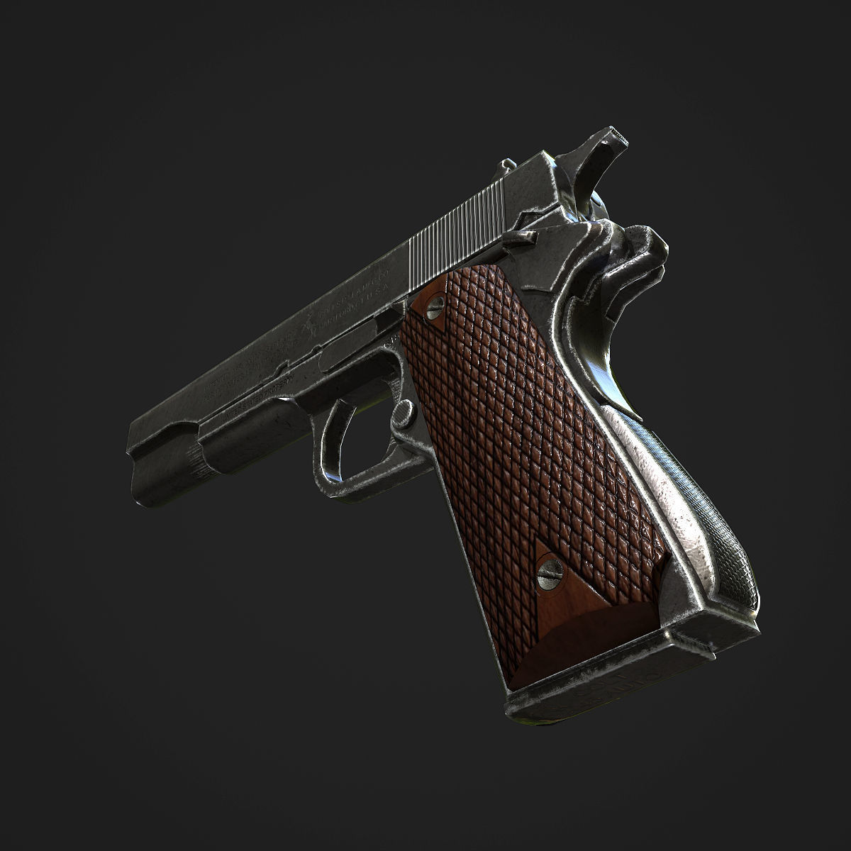Colt M1911A1 Pistol  Low-poly 3D model_9