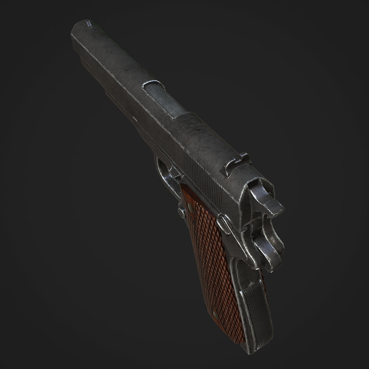 Colt M1911A1 Pistol  Low-poly 3D model_2