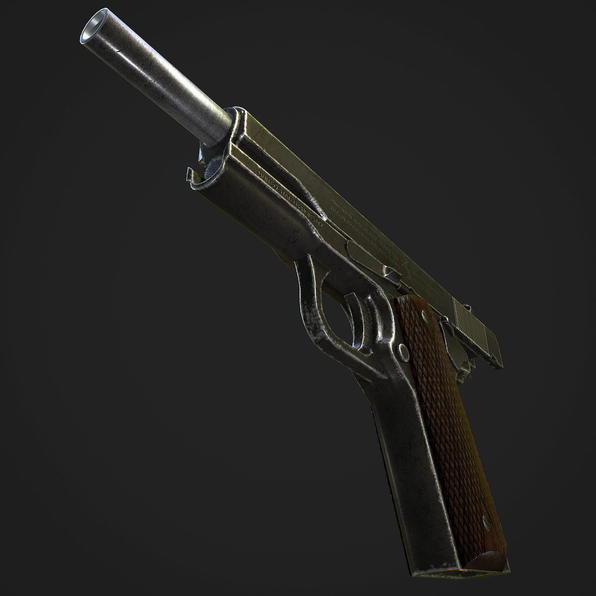 Colt M1911A1 Pistol  Low-poly 3D model_48