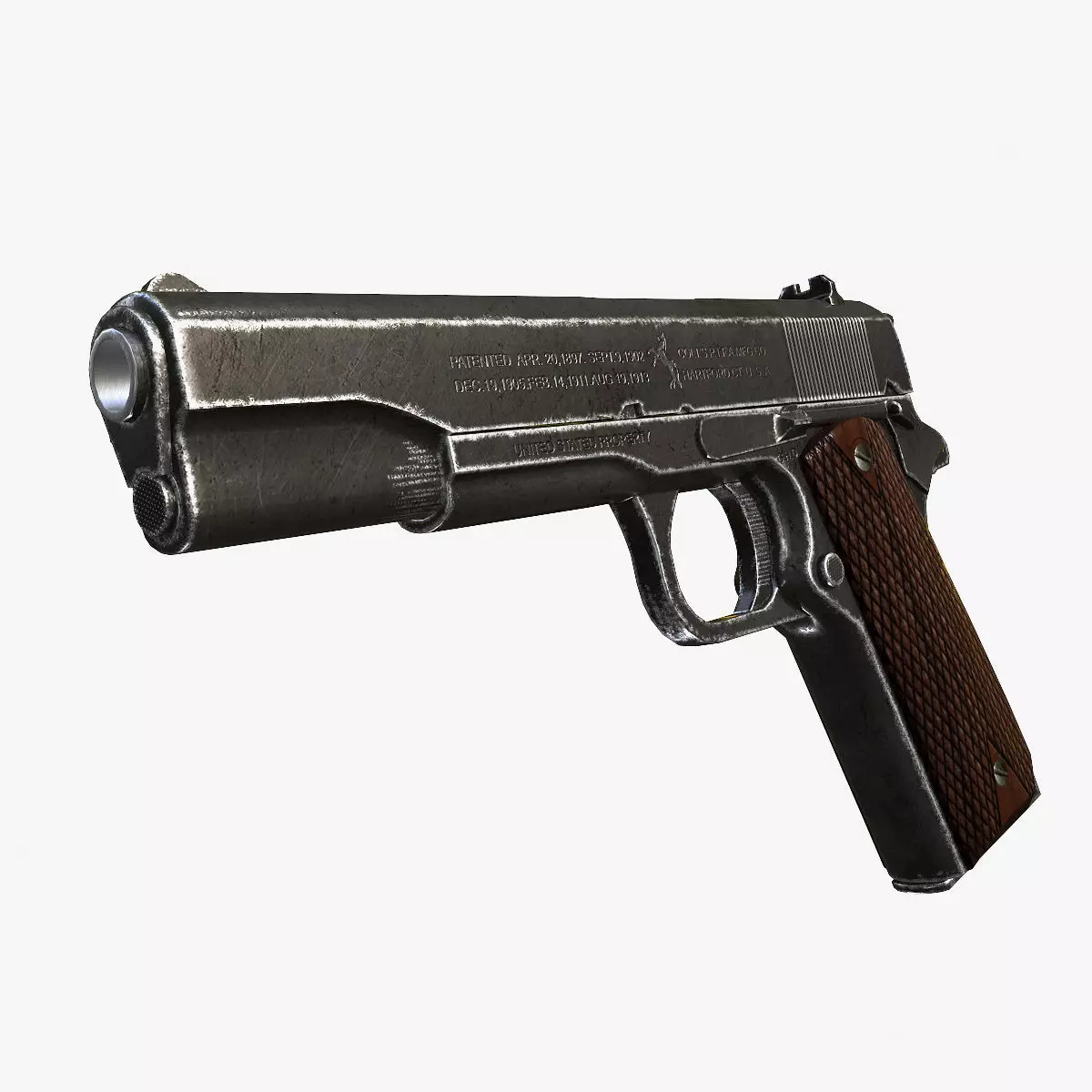 Colt M1911A1 Pistol  Low-poly 3D model_0