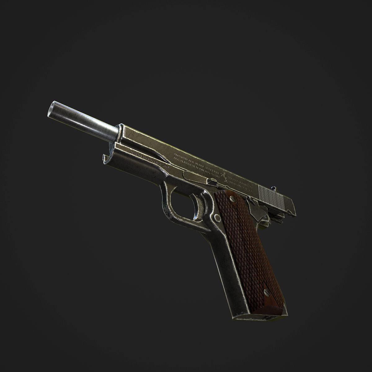 Colt M1911A1 Pistol  Low-poly 3D model_46