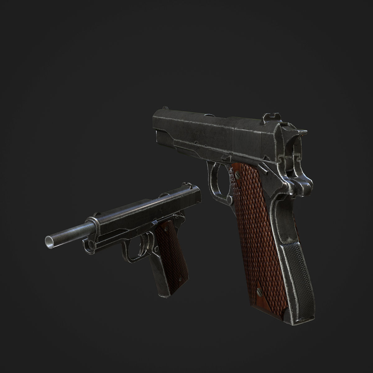Colt M1911A1 Pistol  Low-poly 3D model_67