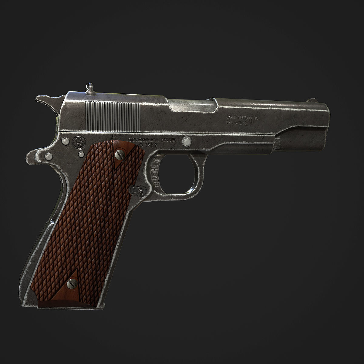 Colt M1911A1 Pistol  Low-poly 3D model_15